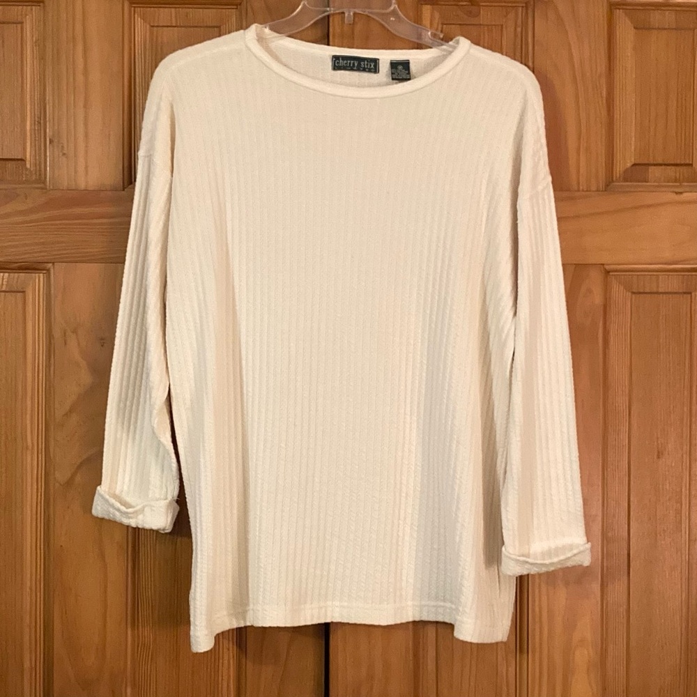 NWOT Cherry Stix Vintage 80s Top Long Sleeve Blouse Cream Size M Medium